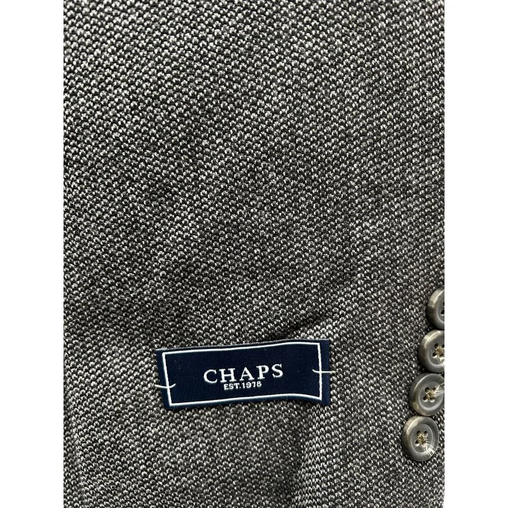 Chaps Blazer Mens 42R Gray 100%‎ Wool Two-Button Classic Fit Sport Coat Classic
